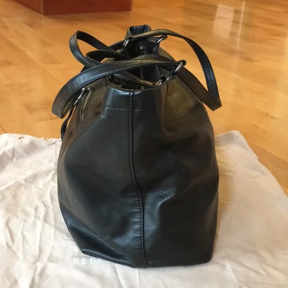 REBECCA MINKOFF | Large Black Leather Tote / Weekender Bag - Picture 9 of 16